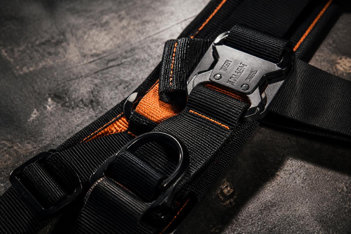 Heavy-duty nylon straps, buckles and load-bearing hardware